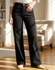 Women's Flared Denim Jeans – Low Waist Micro-Flare Slim Fit