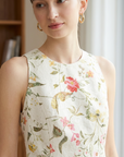 Women's French Jacquard A-Line Dress – Sleeveless High-Waist Business Midi