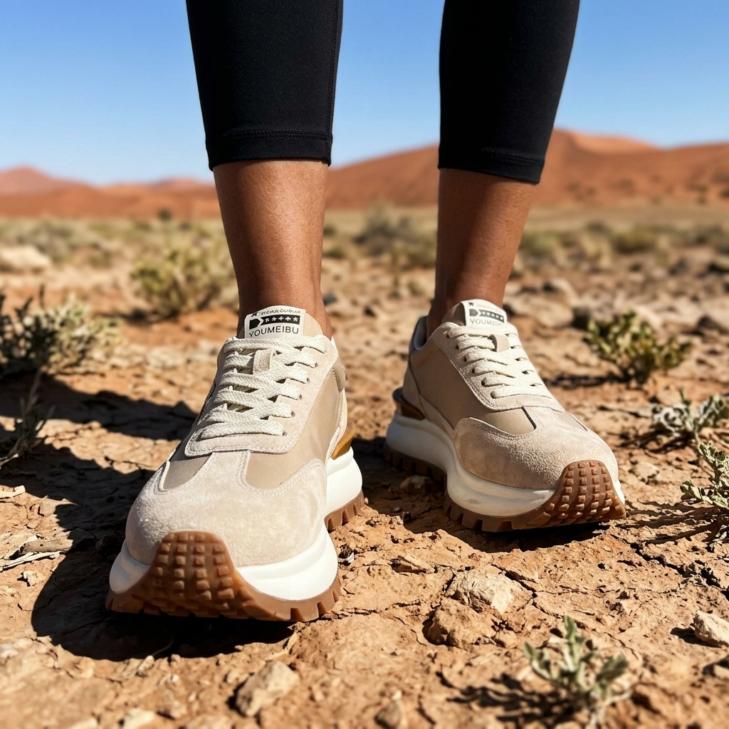 Women's Leather Platform Sneakers – Cross-Strap Thick Sole, 3-5cm Heel