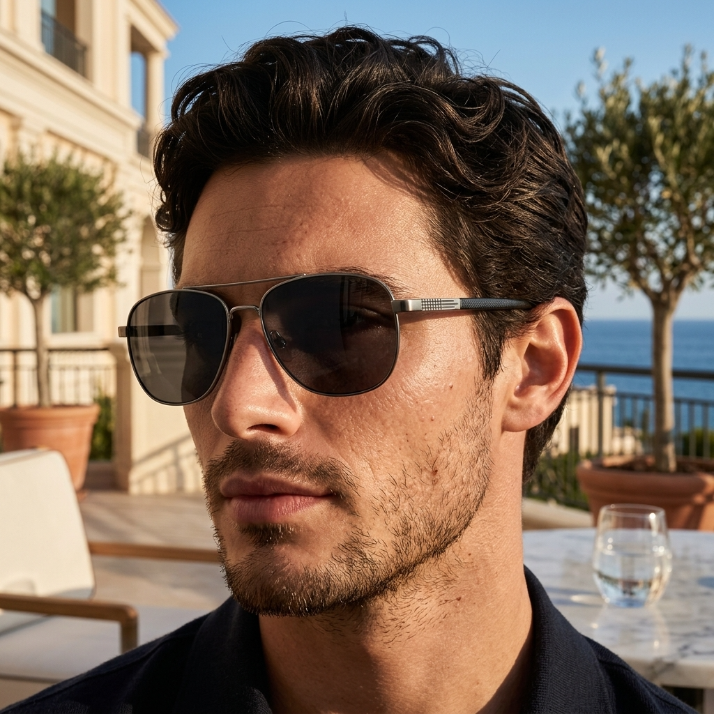 Men's Titanium Alloy Pilot Aviator Sunglasses UV400 HD Glass