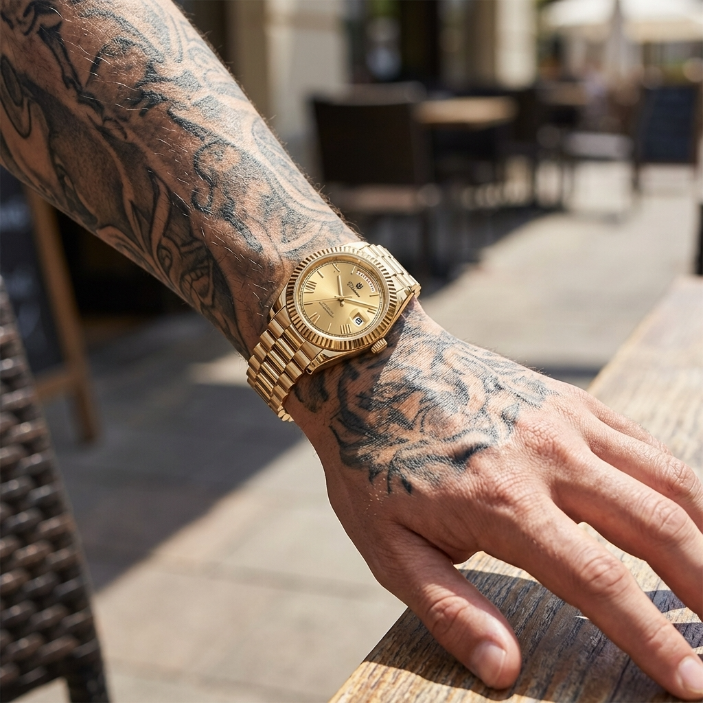 Men's Automatic Calendar Watch – Stainless Steel Mechanical Timepiece with Day-Date Display, Mineral Crystal &amp; Waterproof Design