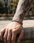 Men's Handmade Hemp Rope Bracelet – Titanium Steel Boho Wristband