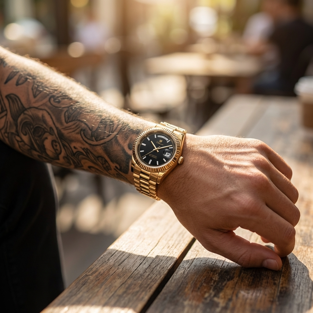 Men's Automatic Calendar Watch – Stainless Steel Mechanical Timepiece with Day-Date Display, Mineral Crystal &amp; Waterproof Design