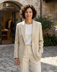 Damen Blazer Jacke im Oversize-Schnitt – Minimalistischer Ein-Knopf-Anzugblazer aus leichtem Stoff & Elegantem Casual-Professional Stil