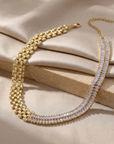 Women's Geometric Diamond Collarbone Necklace – Titanium Steel Electroplated Chain with Crystal Pendant