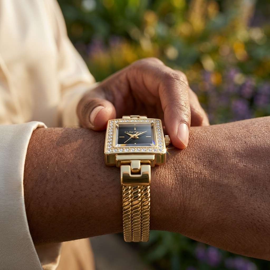 Montre carrée de luxe à quartz pour femmes – Bracelet de montre en alliage de style rétro d'Europe centrale, étanche jusqu'à 30M