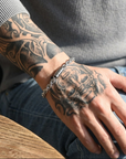 Men's Geometric Stainless Steel Bracelet – Mobius-Inspired Magnetic Clasp Hip-Hop Silver Bangle