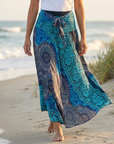 Jupe-robe de plage 100 % rayonne pour femme – Jupe portefeuille évasée florale convertible avec taille haute, style vacances léger et polyvalent
