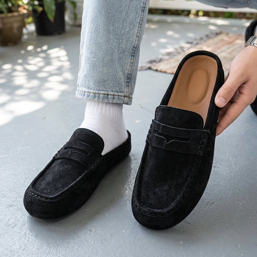 Men's Breathable Slip-On Slippers - Lightweight Flat Casual House Shoes