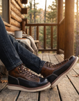 Herren Echtleder High-Top Martin Boots – Britischer Stil Schnürstiefel Runde Kappe Kampf- und Arbeitsstiefel
