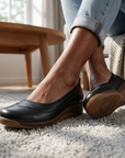 Women's Retro Platform Loafers with Buckle Strap