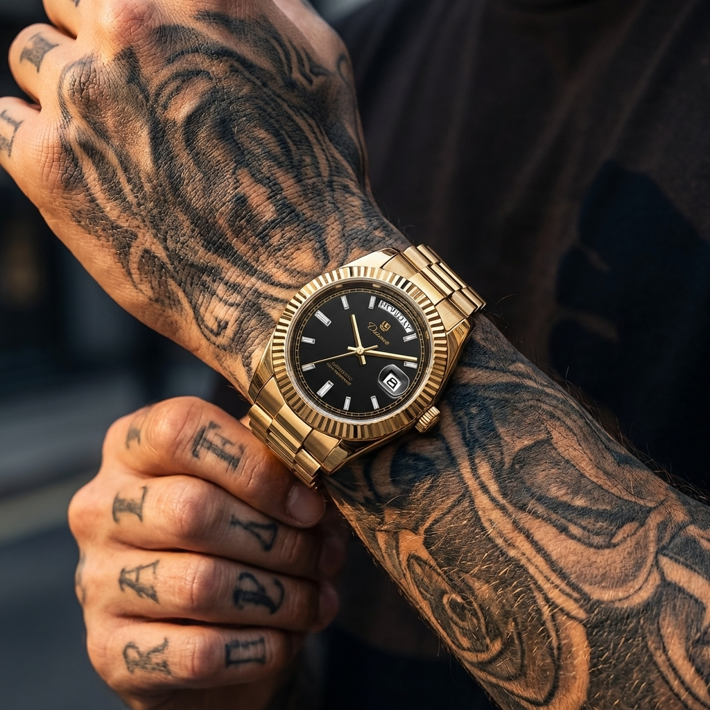 Men's Automatic Calendar Watch – Stainless Steel Mechanical Timepiece with Day-Date Display, Mineral Crystal &amp; Waterproof Design