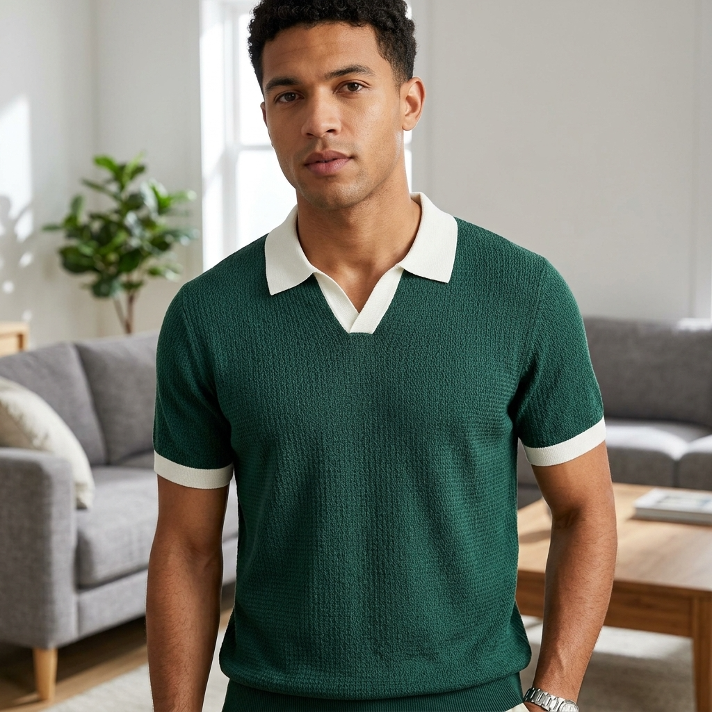 Men's Viscose Ice Silk Polo T-Shirt – Slim Fit Short Sleeve