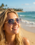 Damen Polarisierte Piloten-Sonnenbrille mit Kette – UV400 Metallrahmen Aviator-Brille mit CR39 Gläsern