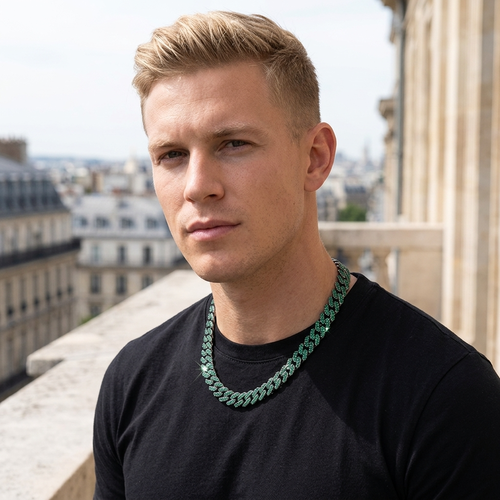 Men's Diamond-Studded Cuban Chain Necklace – Hip-Hop 12mm