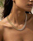 Women's Geometric Diamond Collarbone Necklace – Titanium Steel Electroplated Chain with Crystal Pendant