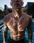 Men's Hip-Hop Dual-Tone Diamond Cuban Chain Necklace & Bracelet