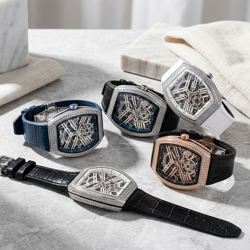 Vollbesetzte Diamantuhr