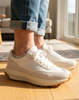Men's Genuine Leather Low Top Breathable Sports Shoes – Lace-Up Casual Sneakers