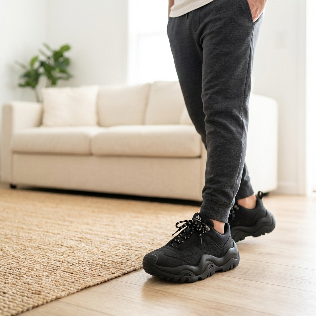 Herren Low Top Freizeitsneaker mit dicker Sohle – Retro-Schnürschuhe mit atmungsaktivem Mesh-Innenfutter und Gummisohle