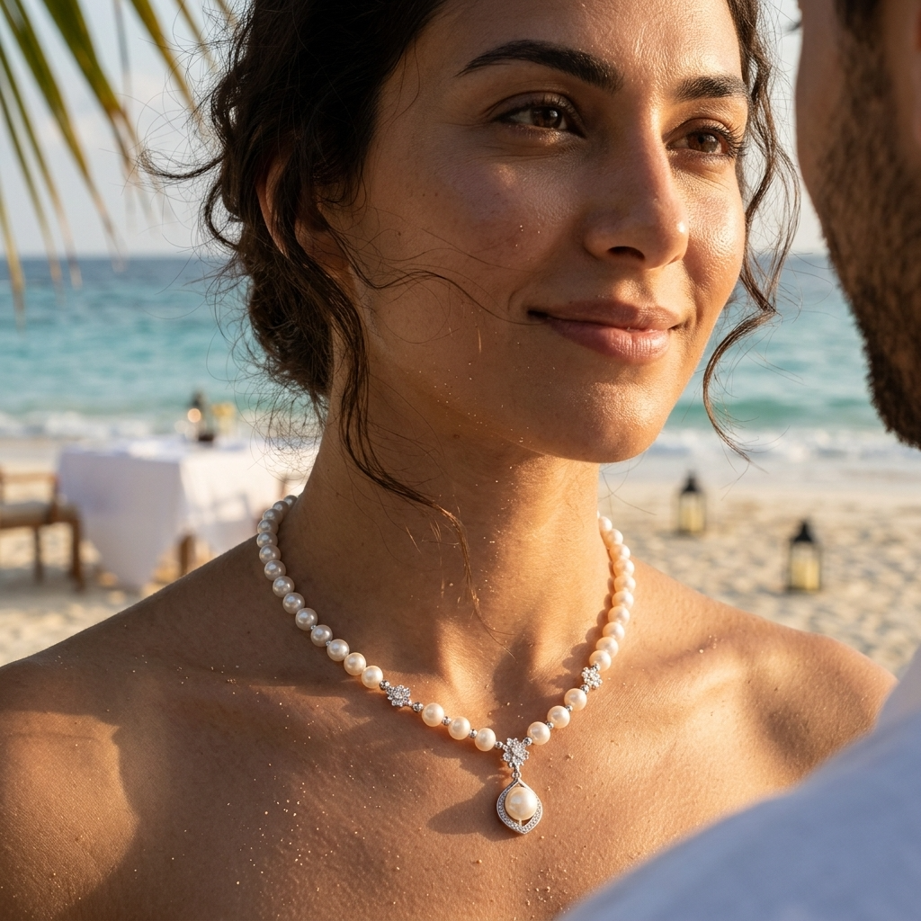 Women's Natural Freshwater Pearl Sterling Silver Necklace