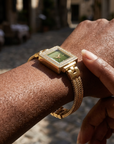 Montre carrée de luxe à quartz pour femmes – Bracelet de montre en alliage de style rétro d'Europe centrale, étanche jusqu'à 30M
