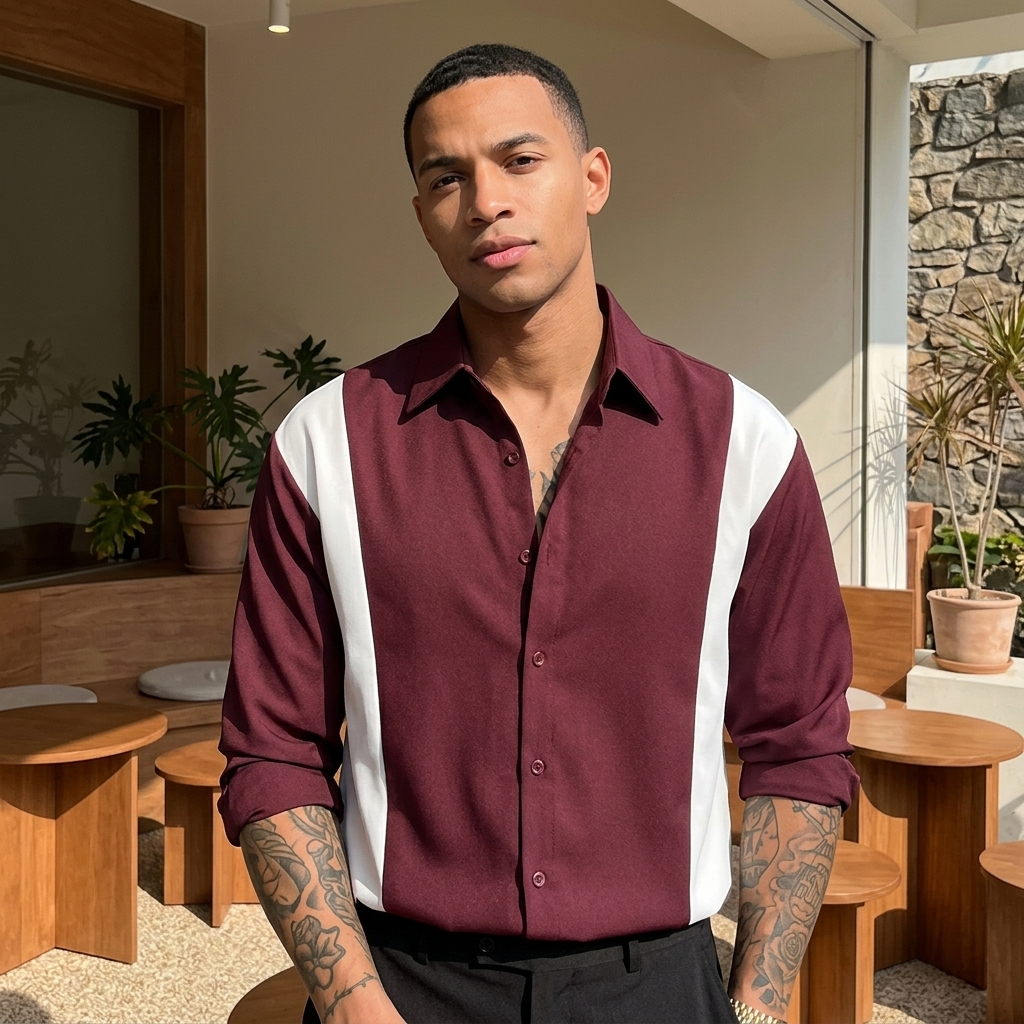 Chemise noire soyeuse et sans plis