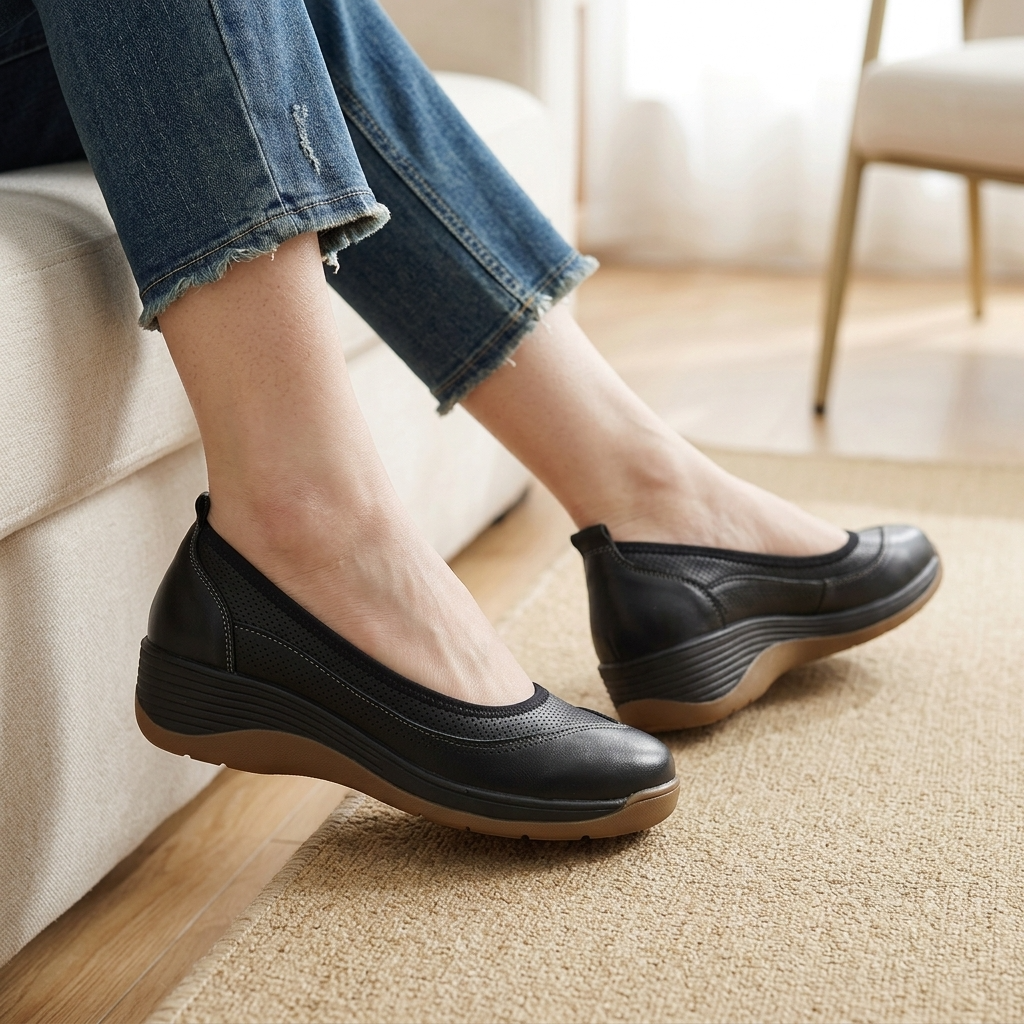 Women's Retro Platform Loafers with Buckle Strap