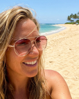 Damen Polarisierte Piloten-Sonnenbrille mit Kette – UV400 Metallrahmen Aviator-Brille mit CR39 Gläsern