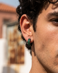 Men's Geometric Square Hoop Zircon Pair of Earrings