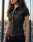 Women's Classic Slim Fit Short Sleeve Shirt – Button-Down Collar