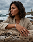 Women's Natural Tourmaline Bracelet — 925 Sterling Silver Geometric Oval