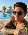Men's Titanium Alloy Pilot Aviator Sunglasses UV400 HD Glass