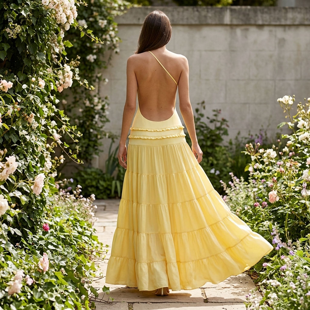 Women's Backless Sleeveless Maxi Dress – Lace-Up Camisole