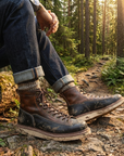 Herren Echtleder High-Top Martin Boots – Britischer Stil Schnürstiefel Runde Kappe Kampf- und Arbeitsstiefel