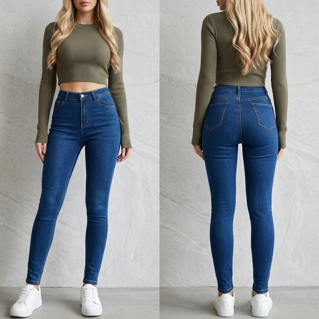 Women's High-Waist Skinny Jeans – Stretch Denim Pencil Pants