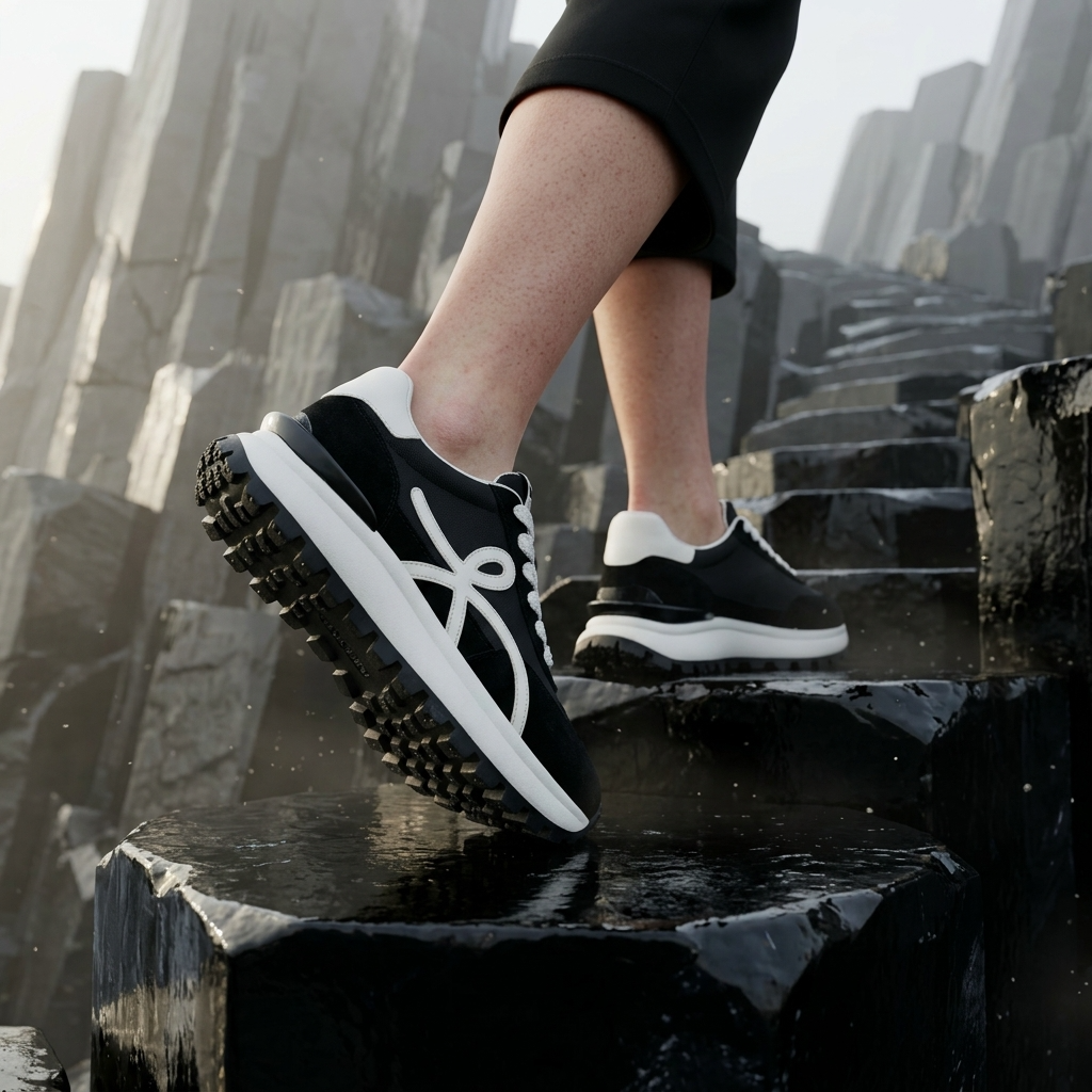 Women's Leather Platform Sneakers – Cross-Strap Thick Sole, 3-5cm Heel