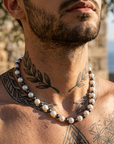 Men's Colorful Spliced Shell Pearl Necklace - Hip-Hop Style
