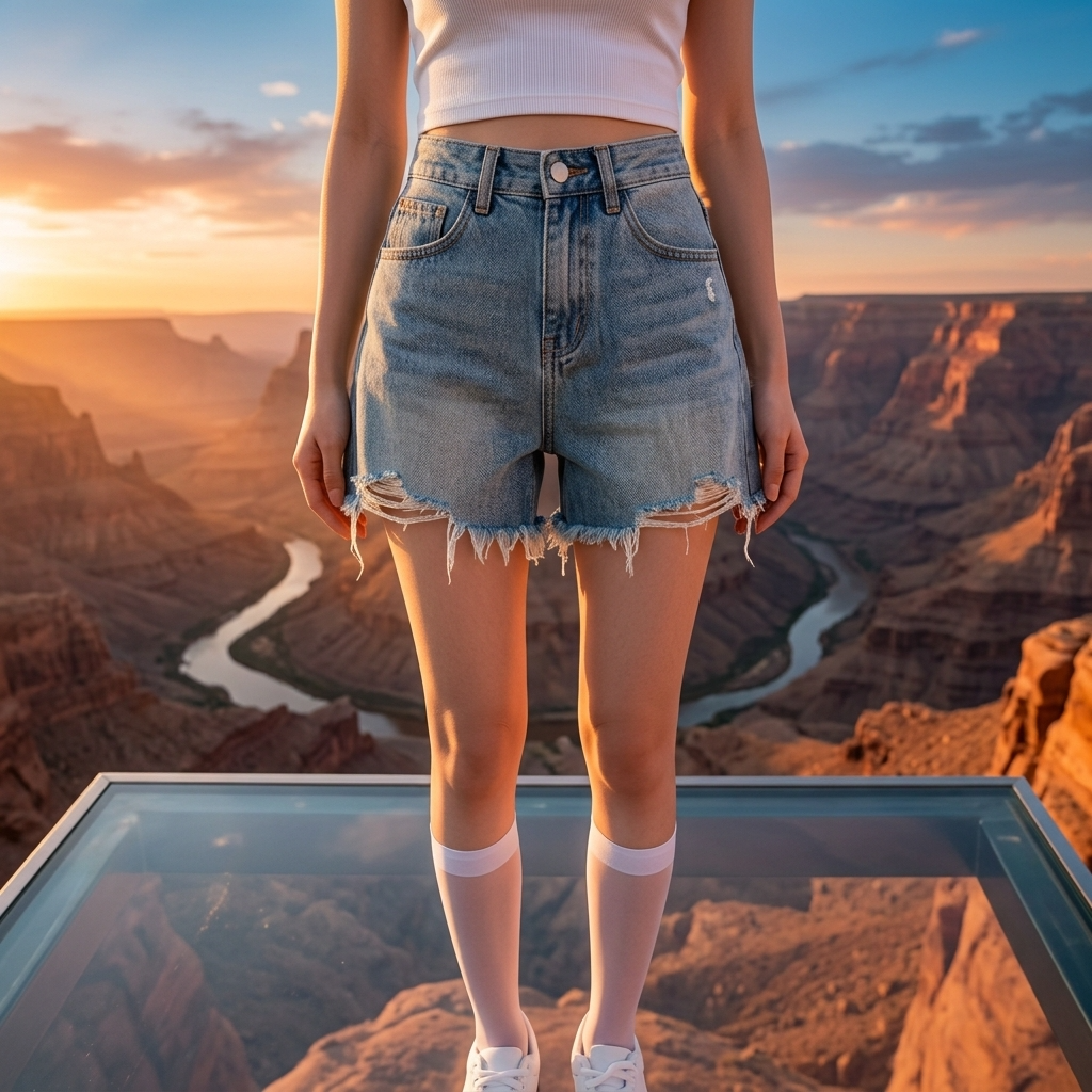 Women's Blue Denim Shorts – High Waist Wide Leg Frayed Hem