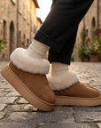 Women's Genuine Wool Snow Boots – Cowhide Slip-On with Thick EVA Sole