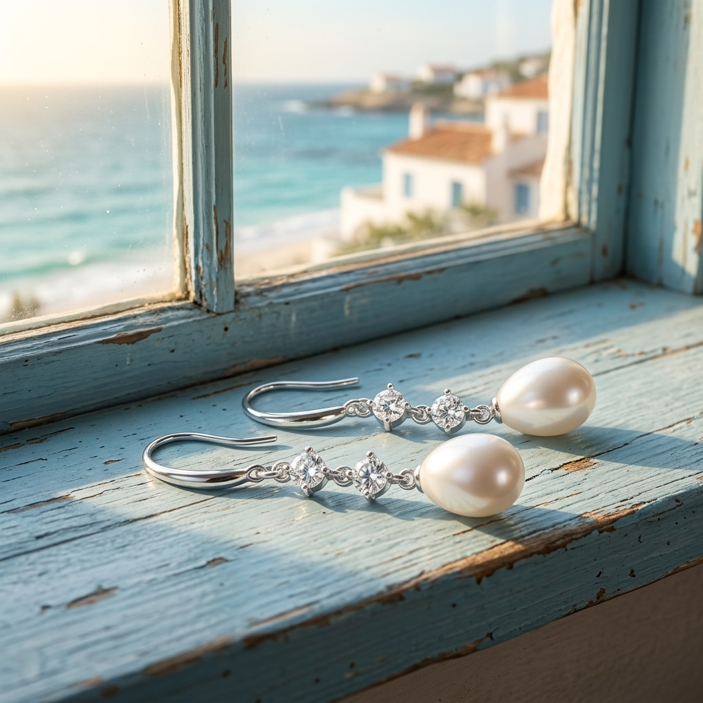 Women's Natural Freshwater Pearl Earrings – 925 Sterling Silver