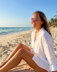 Damen Polarisierte Piloten-Sonnenbrille mit Kette – UV400 Metallrahmen Aviator-Brille mit CR39 Gläsern