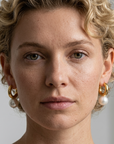 Ohrringe Damen – Kreolen mit großen Perlen, schlicht – Französischer Stil, vergoldet & versilbert, minimalistisches Statement-Schmuckstück