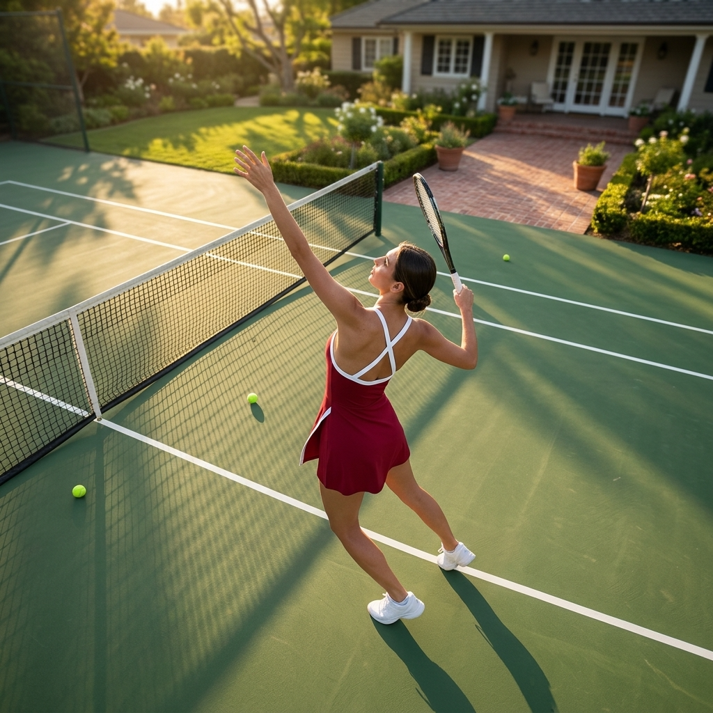 Women's Fitness Tennis Dress with Built-In Shorts