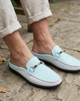 Men's Soft Leather Slip-On Slippers – Breathable Closed-Toe Mules