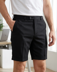 Men's 5-Point Shorts for Summer, Trendy, Slim Fit, Drapey, Cuffed, Versatile, British Style Suit Shorts, Dress Shorts f