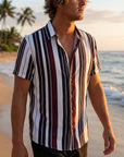 Herren-Strandhemd mit Blumenmuster – leichtes kurzärmeliges Hemd im Hawaii-Stil mit Knopfleiste, atmungsaktivem Stoff und lockerer Passform für Sommerurlaubskleidung