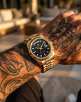 Men's Automatic Calendar Watch – Stainless Steel Mechanical Timepiece with Day-Date Display, Mineral Crystal & Waterproof Design
