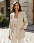 Damen Blazer Jacke im Oversize-Schnitt – Minimalistischer Ein-Knopf-Anzugblazer aus leichtem Stoff & Elegantem Casual-Professional Stil