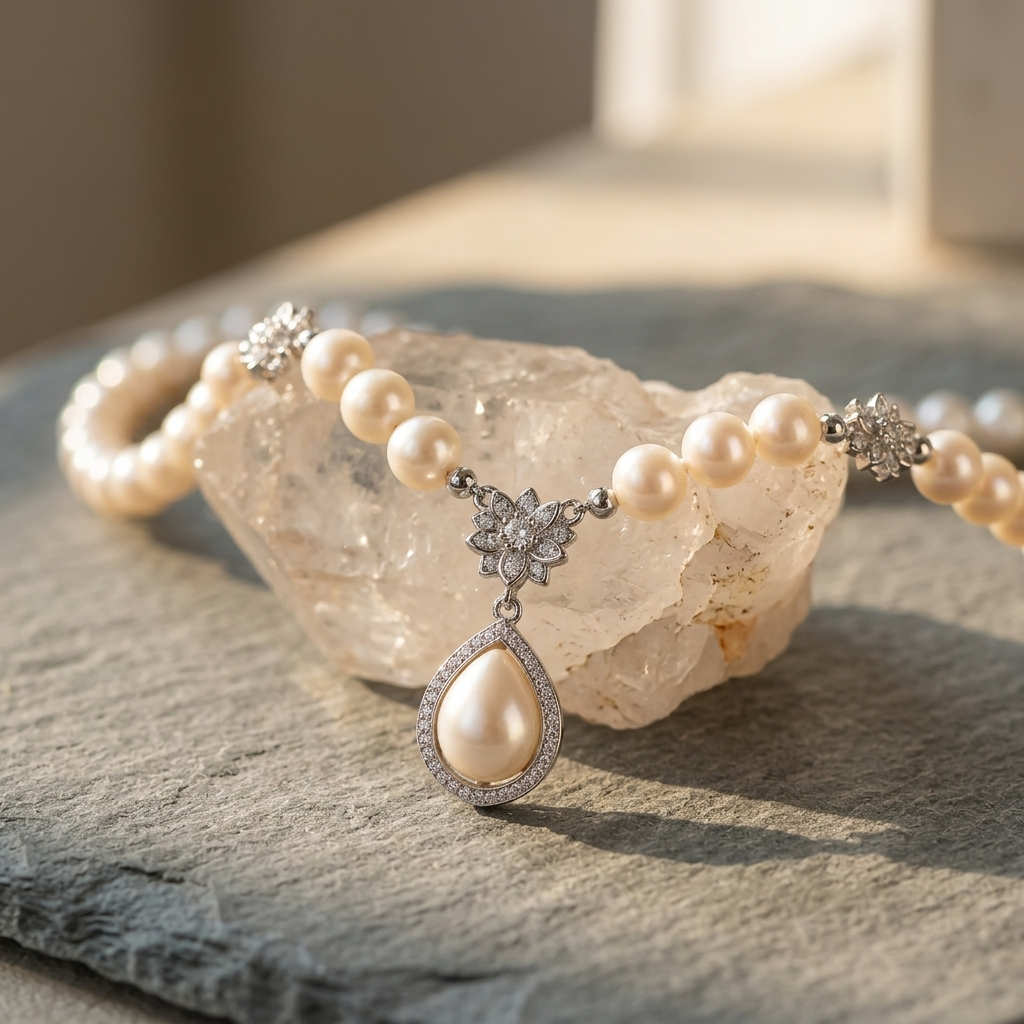 Women's Natural Freshwater Pearl Sterling Silver Necklace